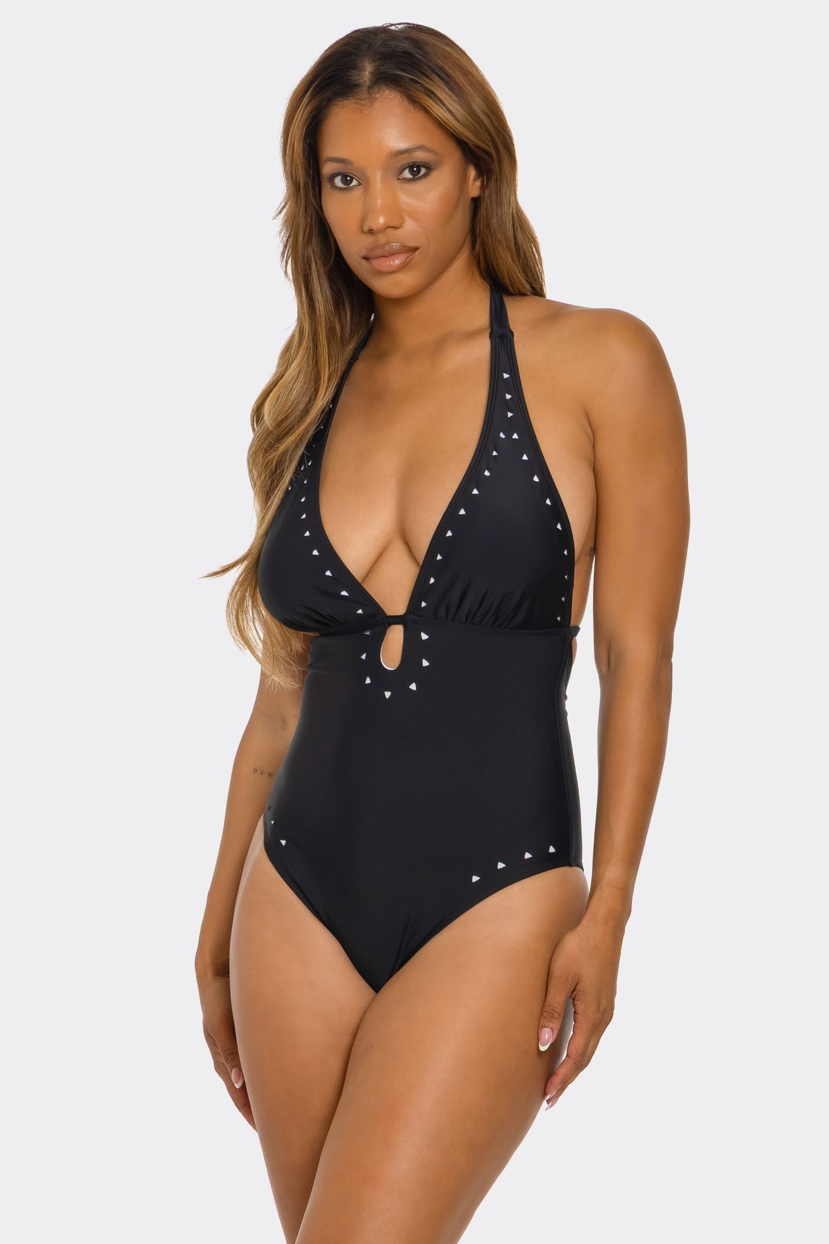 2719 Geo Accent Swimsuit adult plus-size swimwear